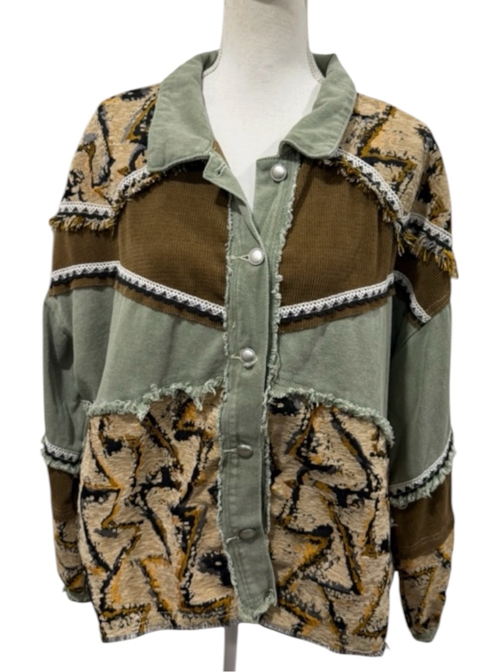 POL Bohemian Patchwork Western Tapestry/Corduroy Jacket - Picture 8 of 15